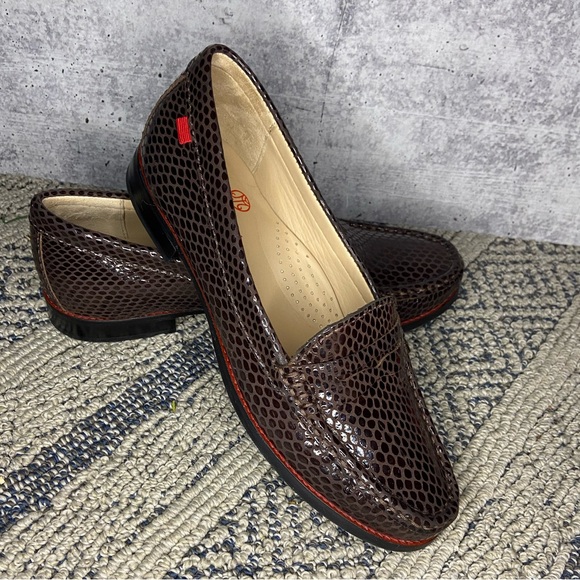 Marc Joseph New York East Village Women’s Faux Snake Penny Loafer In Chocolate - Picture 3 of 9